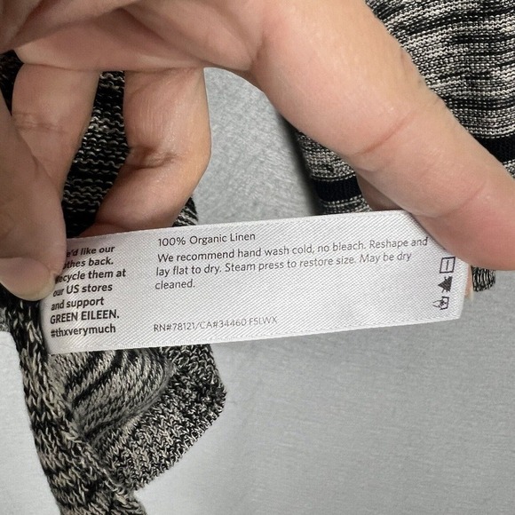 Eileen Fisher Linen Tunic Top Size Small Gray Black Striped Knit Pullover - Picture 7 of 10